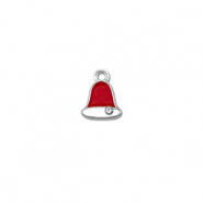 Metaal bedels zirkonia christmas bell Zilver-rood-wit
