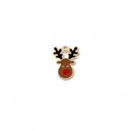 Metaal bedels reindeer Goud-bruin-rood-zwart