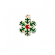 Metaal bedels zirkonia snowflake Goud-groen-rood