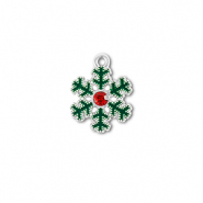 Metaal bedels zirkonia snowflake Zilver-groen-rood