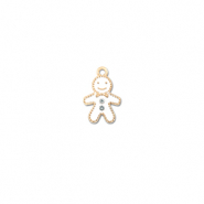 Metaal bedels zirkonia gingerbread man Goud-wit