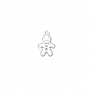 Metaal bedels zirkonia gingerbread man Zilver-wit