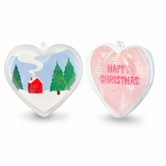 Ornament transparant heart Transparent-pink/white-blue-green