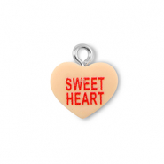 Hangers van resin heart "SWEET HEART" Light orange-red