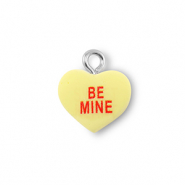 Hangers van resin heart "BE MINE" Light yellow-red