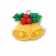 Hangers van resin christmas bells Orange-green-red