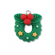 Hangers van resin christmas wreath Green-red-yellow