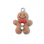 Hangers van resin gingerbread man Brown-red-blue