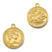 Bedels van Stainless steel Roestvrij staal (RVS) coin with ship/face Gold