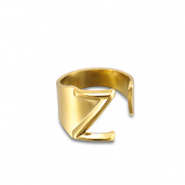 Ringen van Stainless steel Roestvrij staal (RVS) letter Z Gold