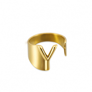 Ringen van Stainless steel Roestvrij staal (RVS) letter Y Gold