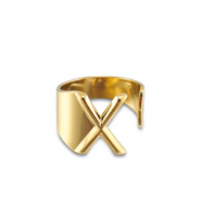 Ringen van Stainless steel Roestvrij staal (RVS) letter X Gold