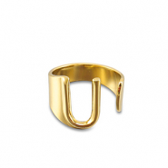 Ringen van Stainless steel Roestvrij staal (RVS) letter U Gold