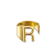 Ringen van Stainless steel Roestvrij staal (RVS) letter R Gold