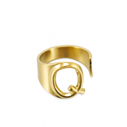 Ringen van Stainless steel Roestvrij staal (RVS) letter Q Gold