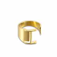 Ringen van Stainless steel Roestvrij staal (RVS) letter I Gold