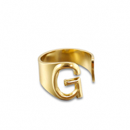 Ringen van Stainless steel Roestvrij staal (RVS) letter G Gold