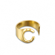 Ringen van Stainless steel Roestvrij staal (RVS) letter C Gold