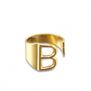 Ringen van Stainless steel Roestvrij staal (RVS) letter B Gold