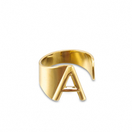 Ringen van Stainless steel Roestvrij staal (RVS) letter A Gold