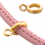 Hanger DQ metaal met oog (voor gestikt leer 4mm) Goud (nikkelvrij)
