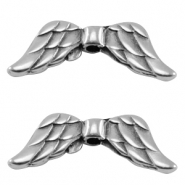 DQ metalen kraal angel wings Antiek zilver (nikkelvrij)