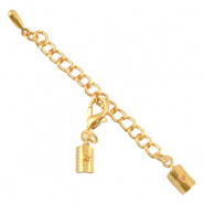 DQ metalen verlengketting set met karabijnslot en 3mm klem Goud (nikkelvrij)