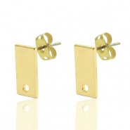 Metalen onderdelen DQ earpin rechthoek 6x12mm Goud (nikkelvrij)