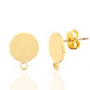 Metaal onderdelen DQ earpin rond 10mm met oog Goud (nikkelvrij)