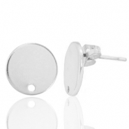 Metaal onderdelen DQ earpin rond 12mm Antiek zilver (nikkelvrij)