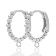 Metaal onderdelen DQ sluitbare oorhanger met oog Antiek zilver (nikkelvrij)