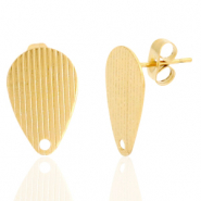 Oorbellen van Stainless steel Roestvrij staal (RVS) oorsteker drop met oogje Goud