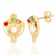 Metaal onderdelen DQ oorstekers shell pearl met oogje Goud (nikkelvrij)