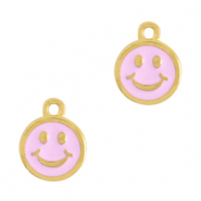 Metaal bedels DQ smiley Goud-light pink (nikkelvrij)