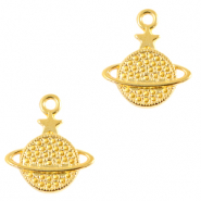 Metaal bedels DQ saturn Goud (nikkelvrij)