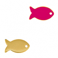 Metaal bedels DQ fish Goud-neon fuchsia pink (nikkelvrij)