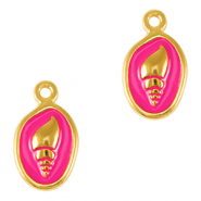 Metaal bedels DQ shell Goud-neon fuchsia pink (nikkelvrij)