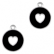 Metaal bedels DQ heart Antiek zilver-black (nikkelvrij)