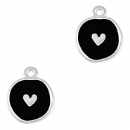 Metaal bedels DQ heart Antiek zilver-black (nikkelvrij)