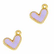 Metaal bedels DQ heart Goud-lavender purple (nikkelvrij)