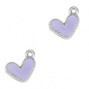 Metaal bedels DQ heart Antiek zilver-lavender purple (nikkelvrij)