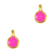 Metaal bedels DQ  5mm Goud-neon fuchsia pink (nikkelvrij)