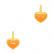 Metaal bedels DQ heart Goud-neon orange (nikkelvrij)