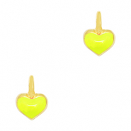 Metaal bedels DQ heart Goud-neon yellow (nikkelvrij)
