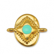 Metaal bedels DQ tussenstuk oval Veraman Blue-Goud (nikkelvrij)