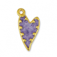 Metaal bedels DQ heart Pearl Purple-Goud (nikkelvrij)