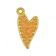 Metaal bedels DQ heart Pearl Light Orange-Goud (nikkelvrij)