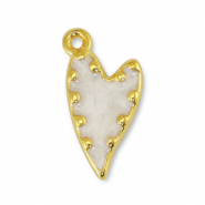 Metaal bedels DQ heart Pearl White-Goud (nikkelvrij)