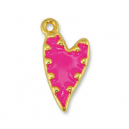 Metaal bedels DQ heart Fuchsia-Goud (nikkelvrij)