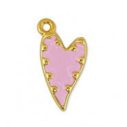 Metaal bedels DQ heart Light Pink-Goud (nikkelvrij)